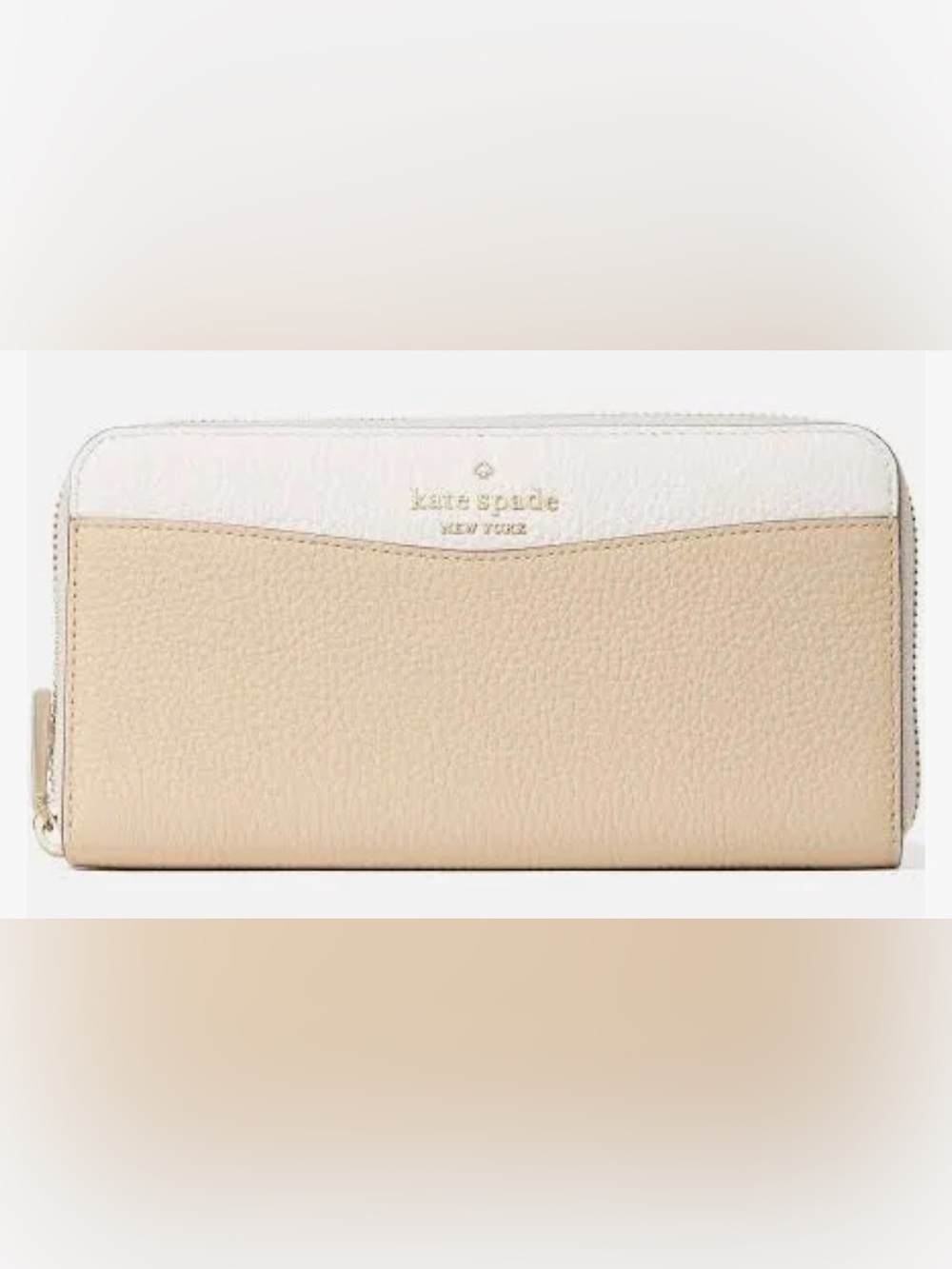 kate spade Two-Tone Beige and White Zip-Around Wallet
